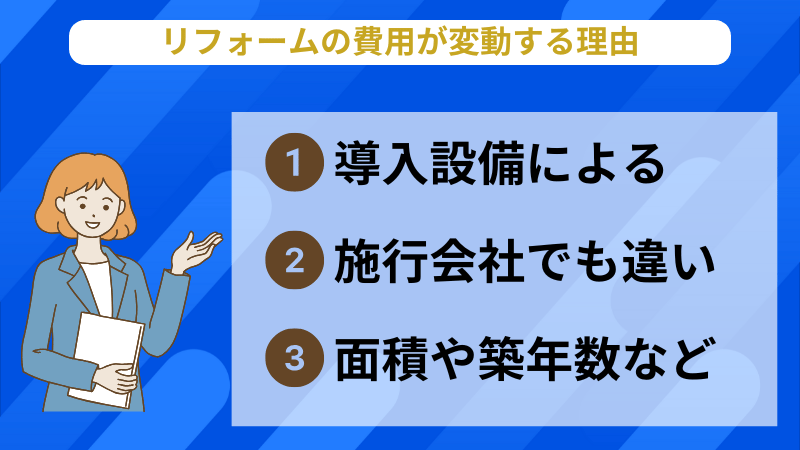 リフォームの相場観や費用が変動する要因