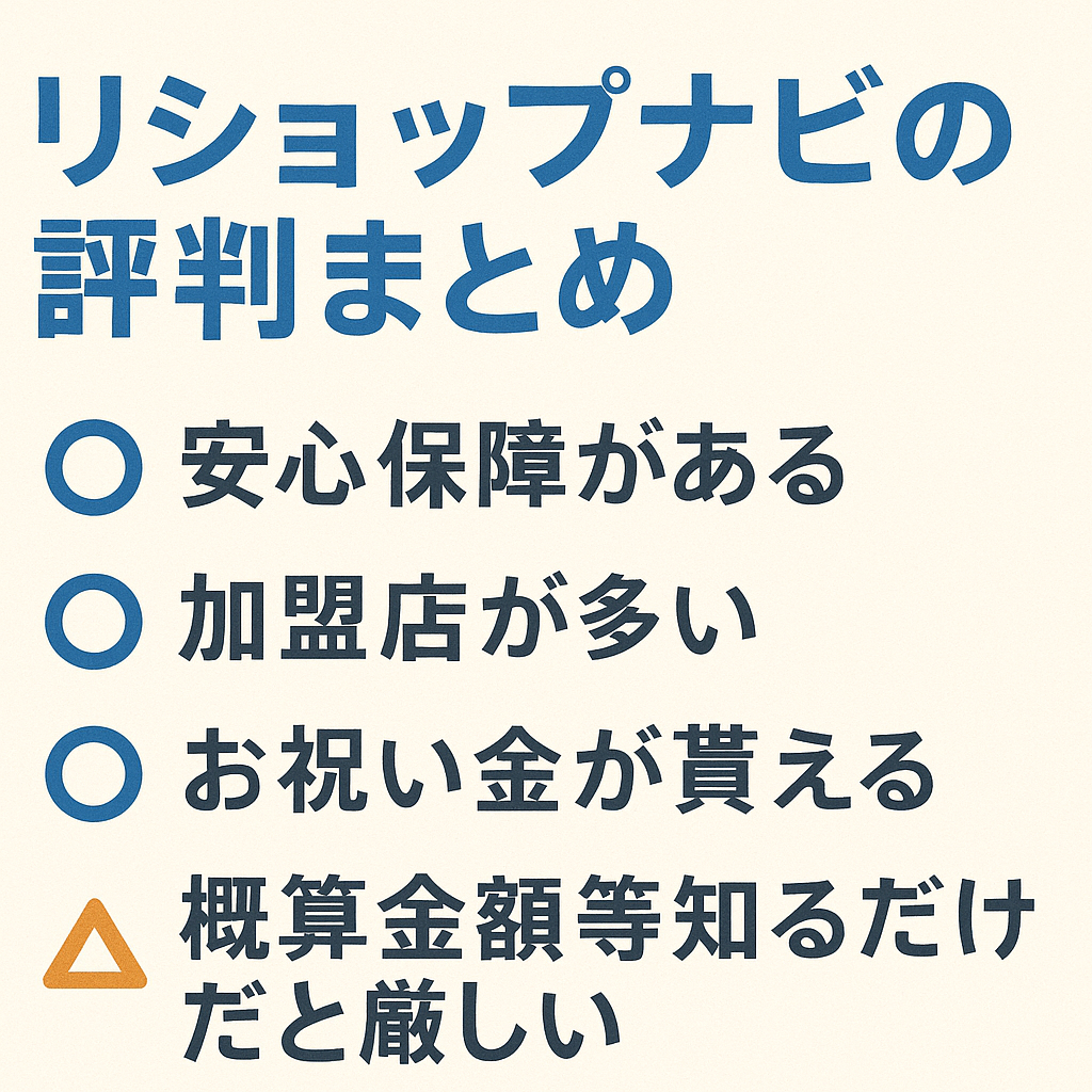 リショップナビの評判口コミまとめ